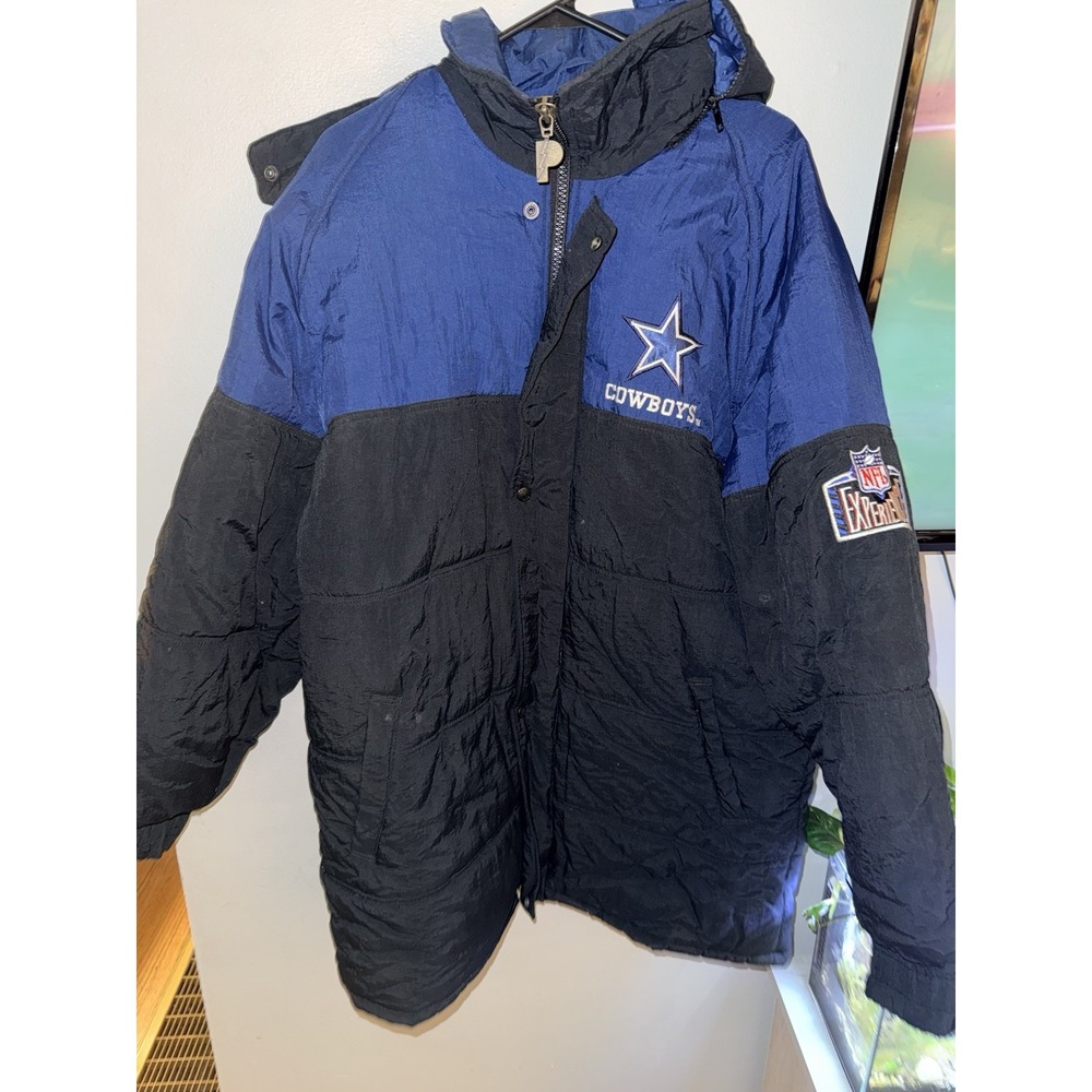Dallas Cowboys Men's Medium Jacket 90s Vintage NFL Long Puffer Coat Pro Player